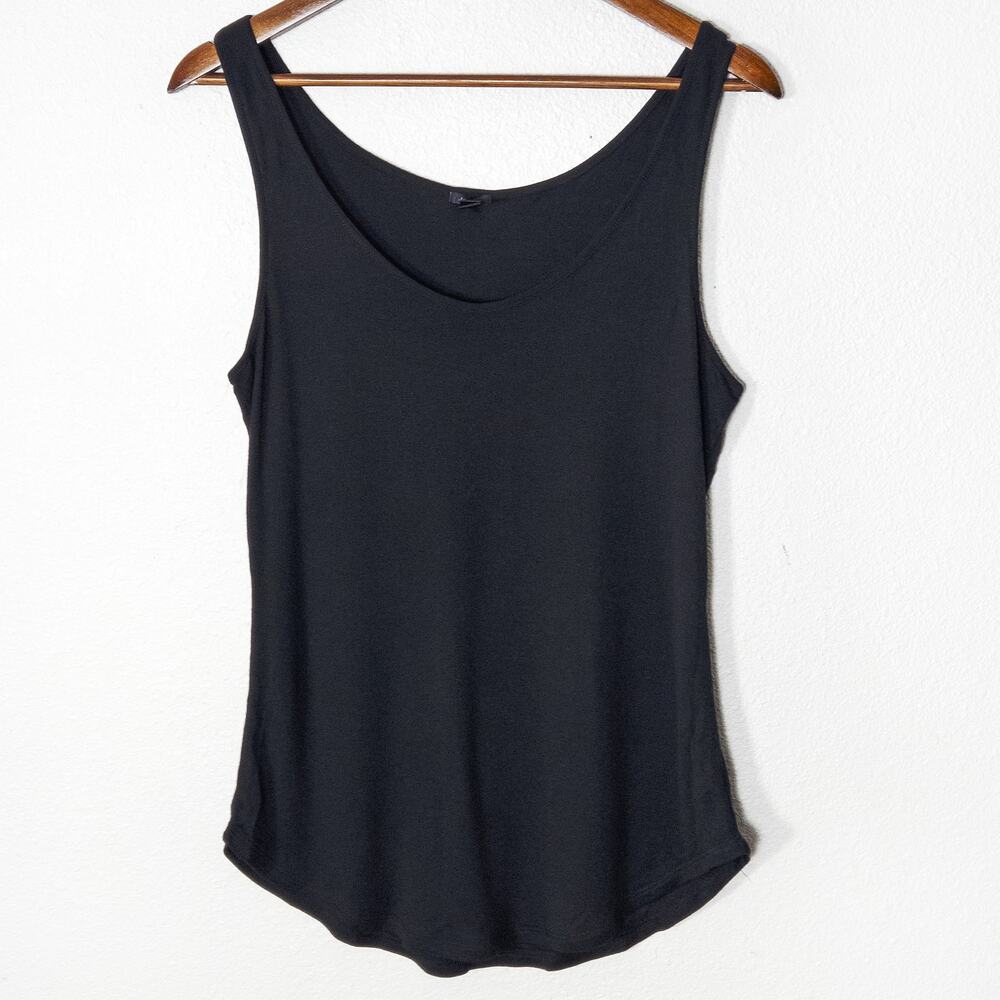 J.Crew Black Scoop Neck Tank Top Size L Polished Minimal Essential